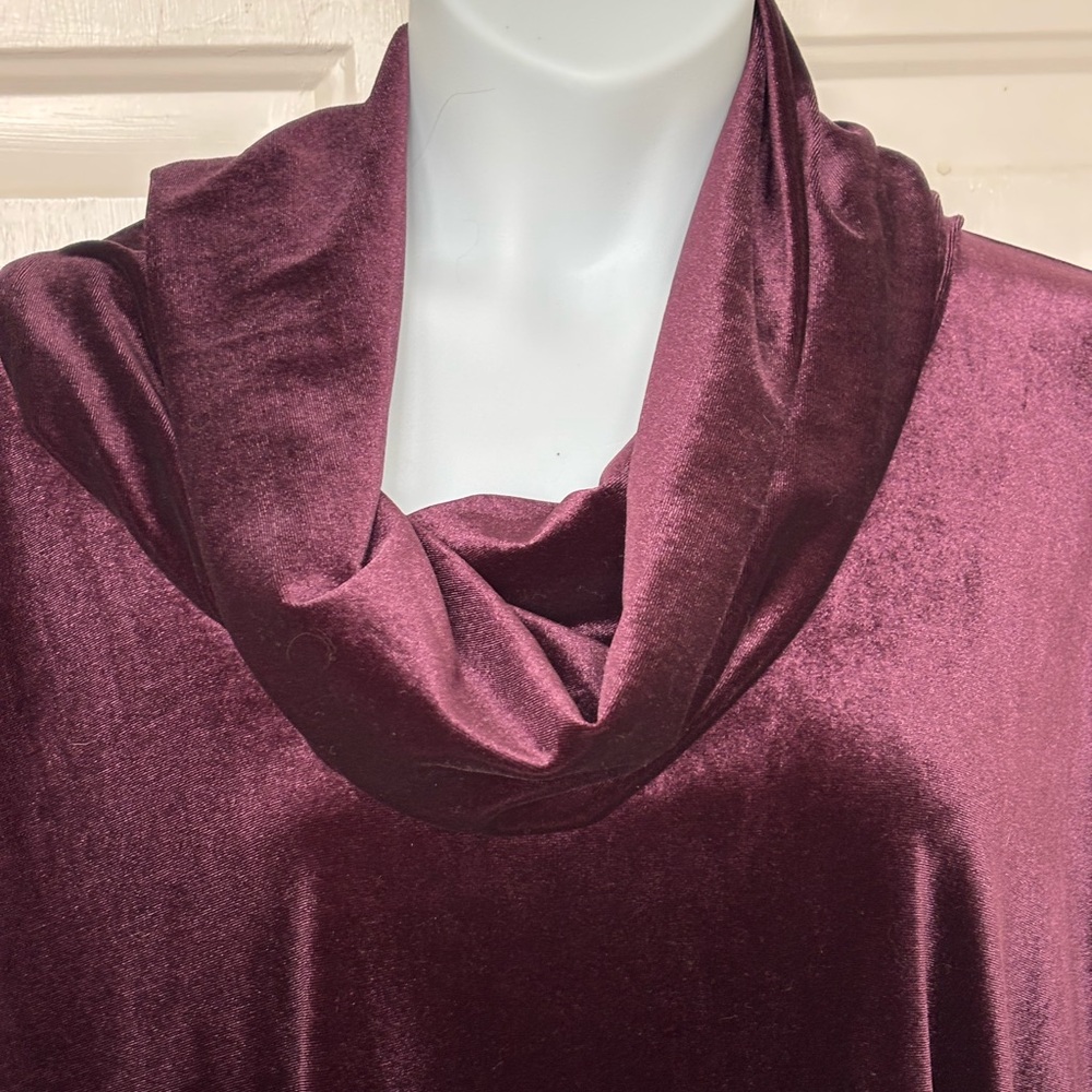 Marla Wynne Velour Purple Cowl Shirt 1X - Picture 2 of 7